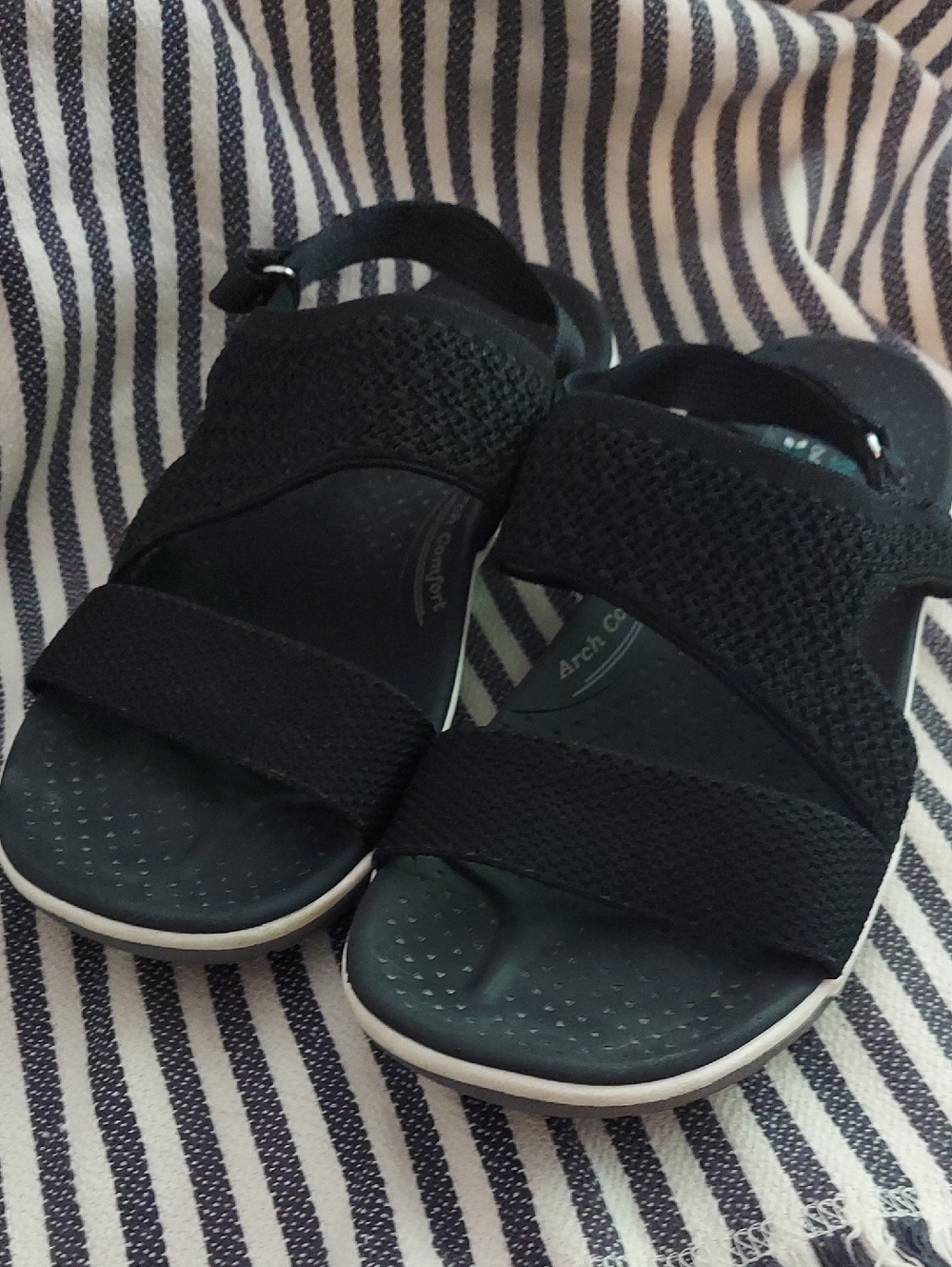 Skechers Outdoor Lifestyle Black Sandal Sz 9  Arch Comfort  Slingback